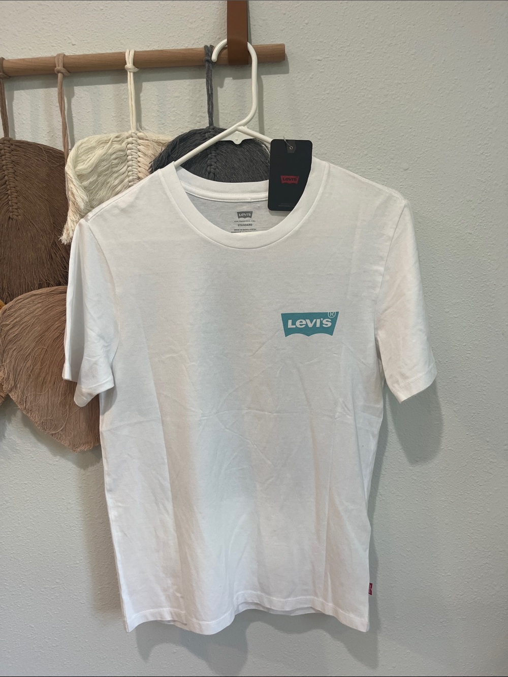Levi's White Short Sleeve Tee with Teal Chest Logo
